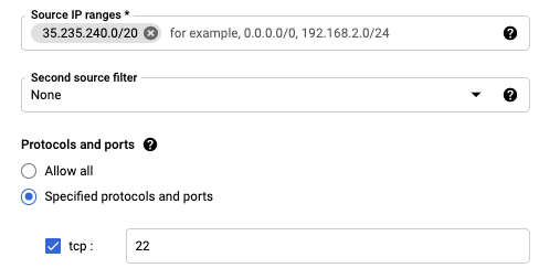 Configure firewall rule